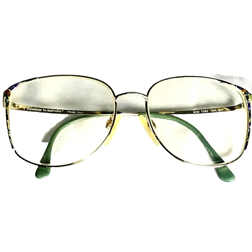 Fantasy by Marcolin Italy Vtg Eyeglasses Aviator Frames Purple Green MOD7080